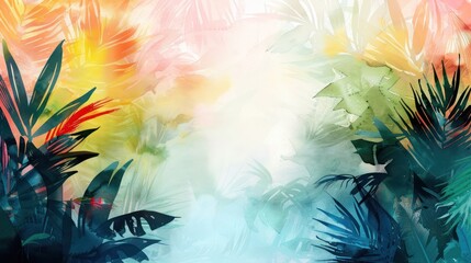 Modern colorful tropical floral pattern. Cute botanical abstract contemporary pattern wallpaper