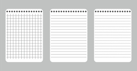 A4 notepad line paper set. notepad blank paper sheet. notepad or notebook sheet set. notebook blank template