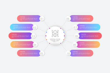 10 list of circular layout diagram with icons, infographic element template