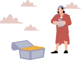 A pirate is reading a map paper.