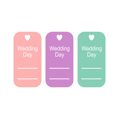 WEDDING DAY LUXURY DESIGN ELEMENTS TAGS ISOLATED ON WHITE