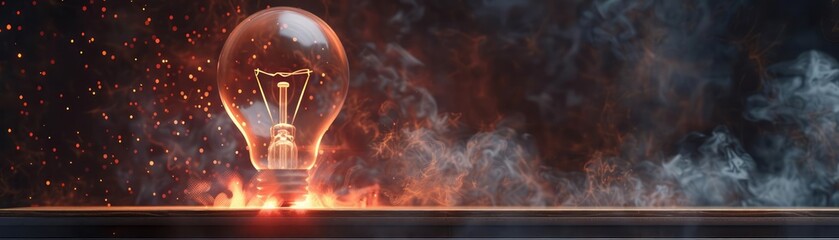 Fototapeta premium A blank podium showcase featuring a light bulb with a brain inside it