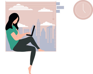 Girl using laptop for freelancing.