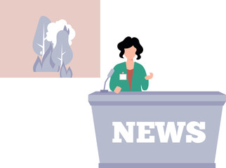 The anchor is giving live news.