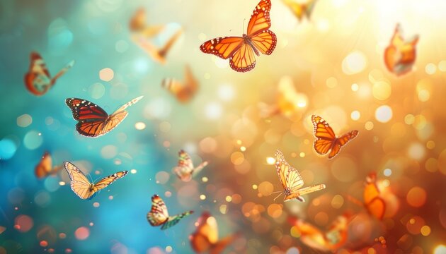 A background adorned with butterflies, perfect for nature-inspired designs or springtime projects