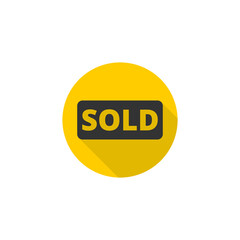 Sold button icon isolated on transparent background