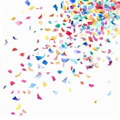 Watercolor painting of confetti falling during a festive celebration, on isolated white background, Generative AI