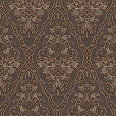 Damask style swirl pattern. Seamless floral pattern-325.