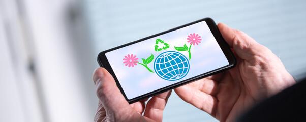 Recycling concept on a smartphone