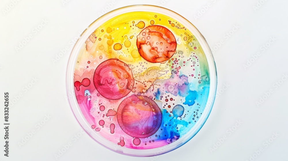 Poster colorful abstract artwork with vibrant hues blending together in a circular pattern, creating a stun