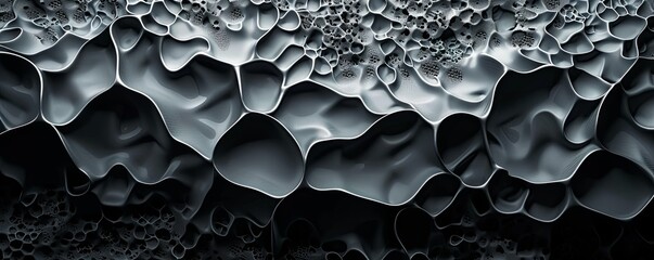 Obraz premium Black 3D abstract coral reef with organic shapes, creating an underwater-inspired background