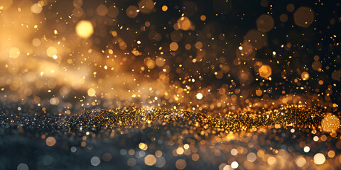 Shimmering Golden Lights Festive Background With Textured Abstract Christmas Twinkle And Bright Bokeh Blur
