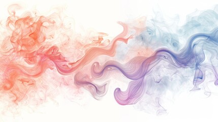 Fototapeta premium Colorful abstract smoke illustration blending red, purple, and blue hues, creating a mesmerizing and dynamic visual effect on a white background.