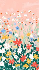 Cute flowers illustration pattern plant backgrounds.