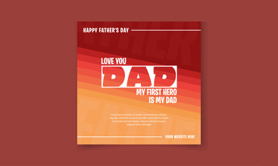 Happy Father's Day poster or banner template  for social media post