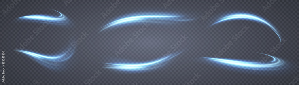 Aufkleber Blue line curve light effect. Glowing blue magic effect. Abstract effect of light energy movement. Vector 10 EPS