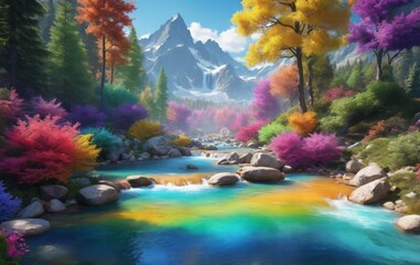 Photo a dream splash rgb landscape vivid colors