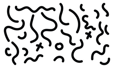 Organic irregular bold lines seamless pattern. Vector wavy strokes ornament. Abstract background with white artboard.	