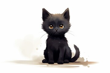 Little black kitten on a white background