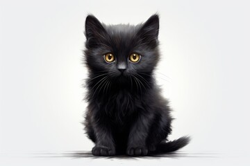 Little black kitten on a white background