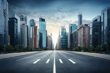 Fototapeta premium Empty road city architecture metropolis.