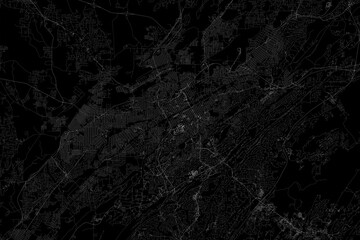 Stylized map of the streets of Birmingham (Alabama, USA) made with white lines on black background. Top view. 3d render, illustration