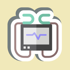 Sticker Defibrillator Machine. related to Emergency symbol. simple design illustration