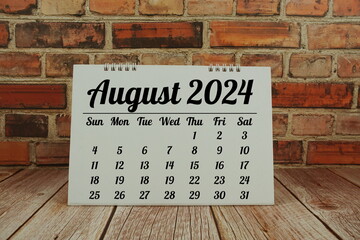 August 2024 annual monthly desk calendar for planning and management