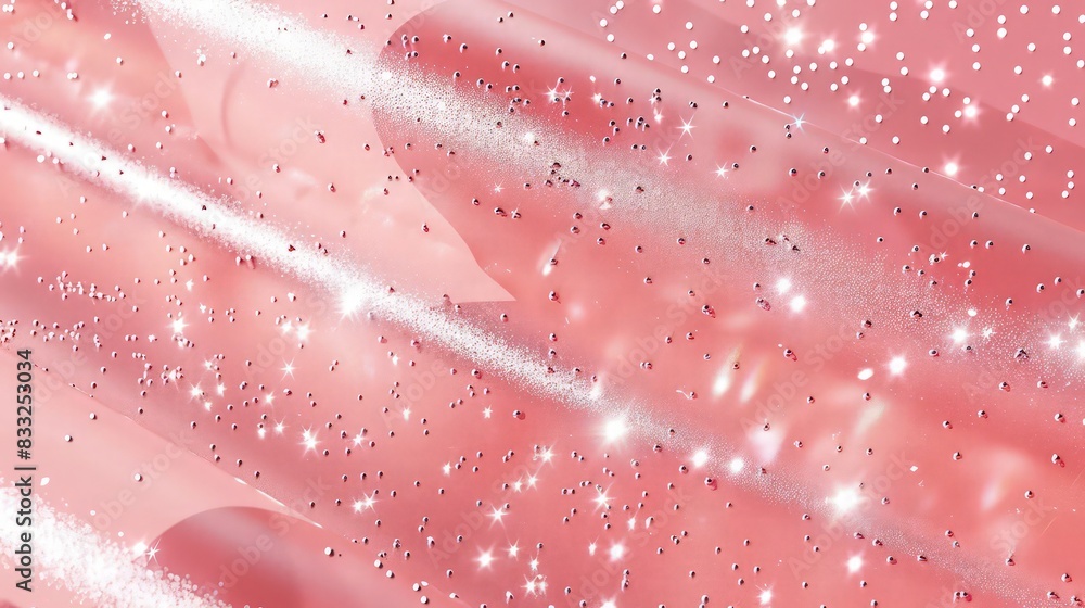 Poster a glossy pink paper background embedded with tiny, light-reflecting glitter particles that create a 