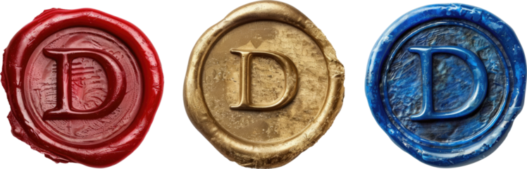 Letter D wax seal sticker transparent background PNG clipart
