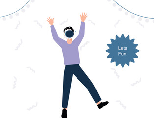 The boy is enjoying the party.