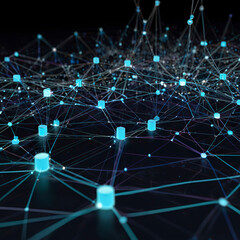 Obraz premium Powered Data Analytics, showcasing a network of interconnected nodes processing vast amounts of data.