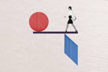 Collage image artwork of motivated succesful person going success isolated on drawing background