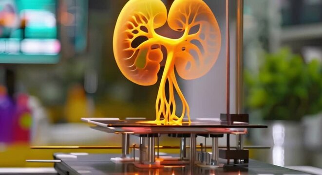 D Printing Technology Creates Human Kidney for Transplant. Concept 3D bioprinting, Organ transplantation, Medical technology, Innovation, Healthcare advancements