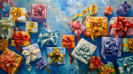 colorful giftbox with ribbon background