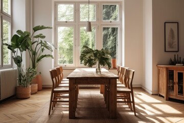 Dining room wood architecture furniture.