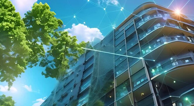 Utilizing Smart Technology to Optimize Building Systems and Reduce Energy Costs. Concept Smart Technology, Building Systems, Energy Efficiency, Optimization, Cost Reduction