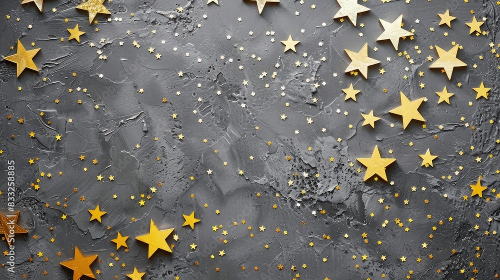 Poster a sophisticated and chic background with a constellation of tiny golden stars scattered across a sla