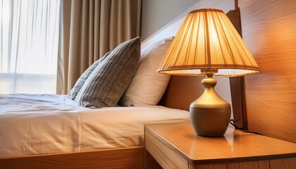 Bedside Table Lamp Illuminates Your Bedroom Haven"
"Bedside Bliss: Creating Cozy Ambiance with Lamp and Table Ensemble"room, interior, sofa, home, furniture, bedroom, living, design, hotel, bed