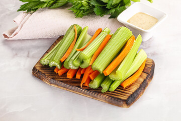 Vegan cuisine - dietary celery and carrot cticks