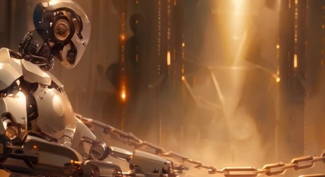 A ruler asserts dominance over a group using advanced technology. Concept Power Dynamics, Technological Domination, Leadership Strategies, Control Mechanisms