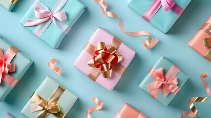colorful giftbox with ribbon background