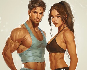 Fitness training with men and women,Realistic