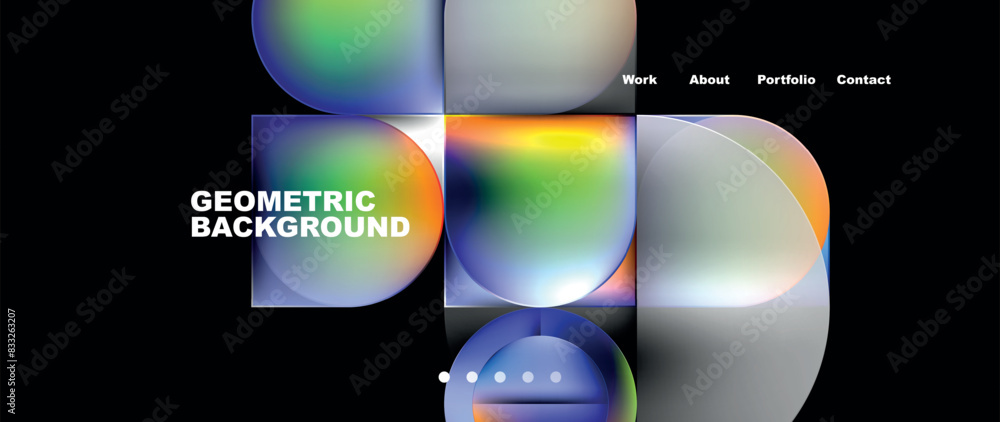 Poster bright colorful squares with round elements minimal geometric background. vector illustration for wa