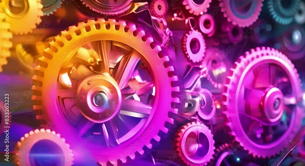 Poster blending vintage and modern technology elements: cogs and computer circuits. concept vintage technol
