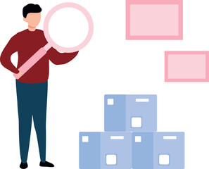 The boy is holding a magnifying glass.