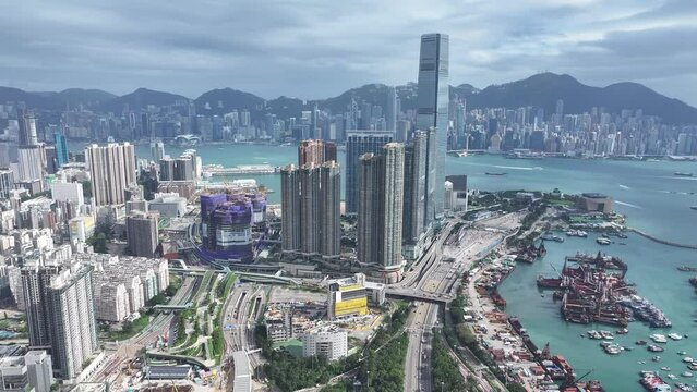 International Gateway Center, a commercial building and office building above the West Kowloon Station of Hong Kong high-speed rail under construction, near West Kowloon Cultural District and Tsim Sha