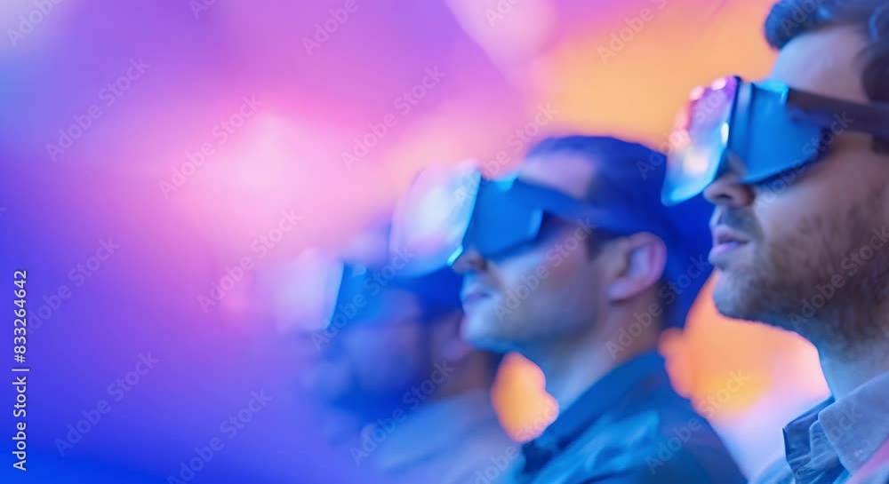Poster augmented reality glasses enhance virtual conferences for networking professionals. concept virtual 