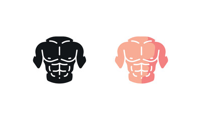 Athletic male body simple color glyph icon. Vector solid isolated black illustration.
