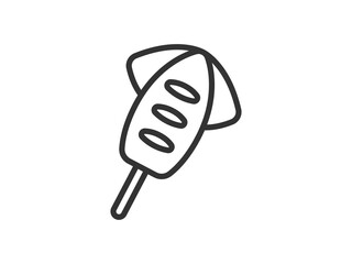 イカ焼き串のアイコン（線画）のイラスト